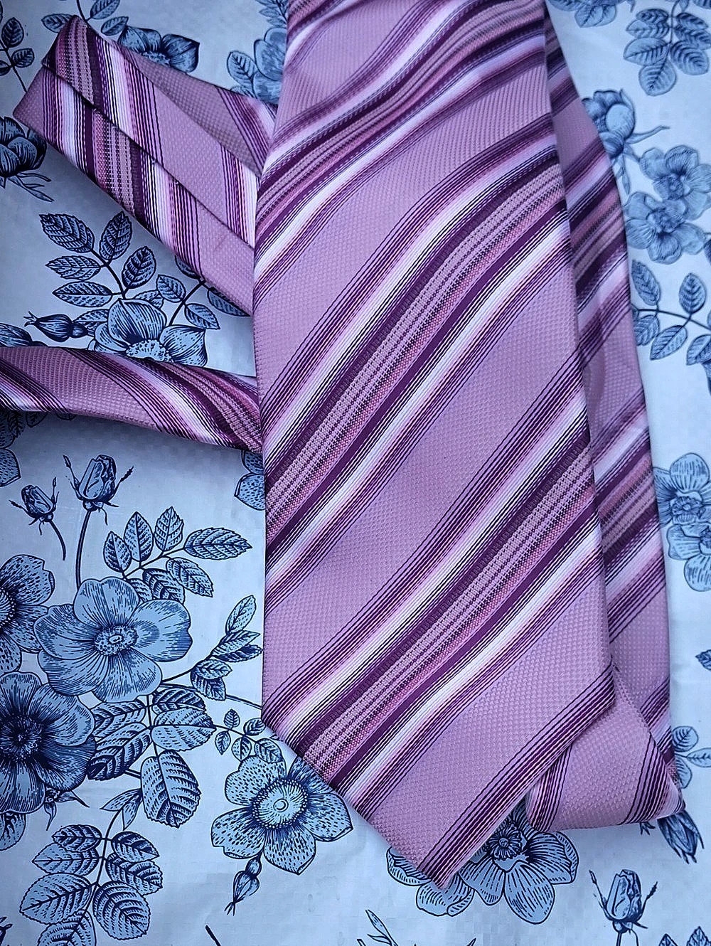 Lazzaretti Collection Striped Silk Tie in Pink... Vintage